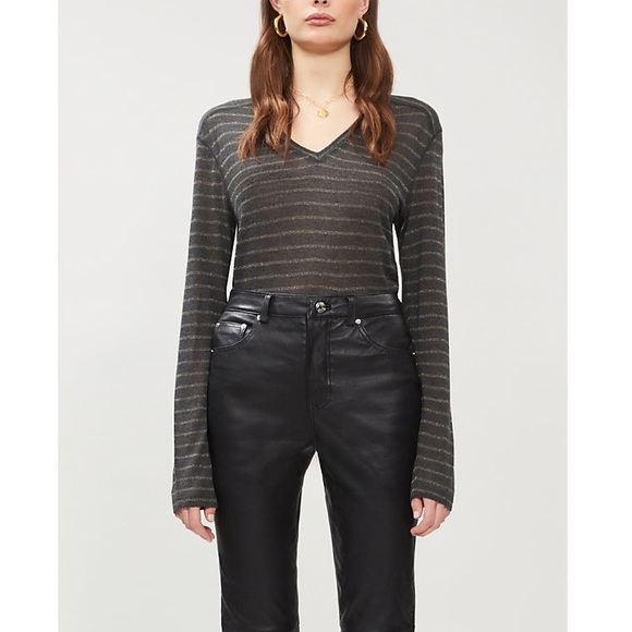 Rails Drop Shoulder Linen V-Neck Tee - Picture 1 of 7